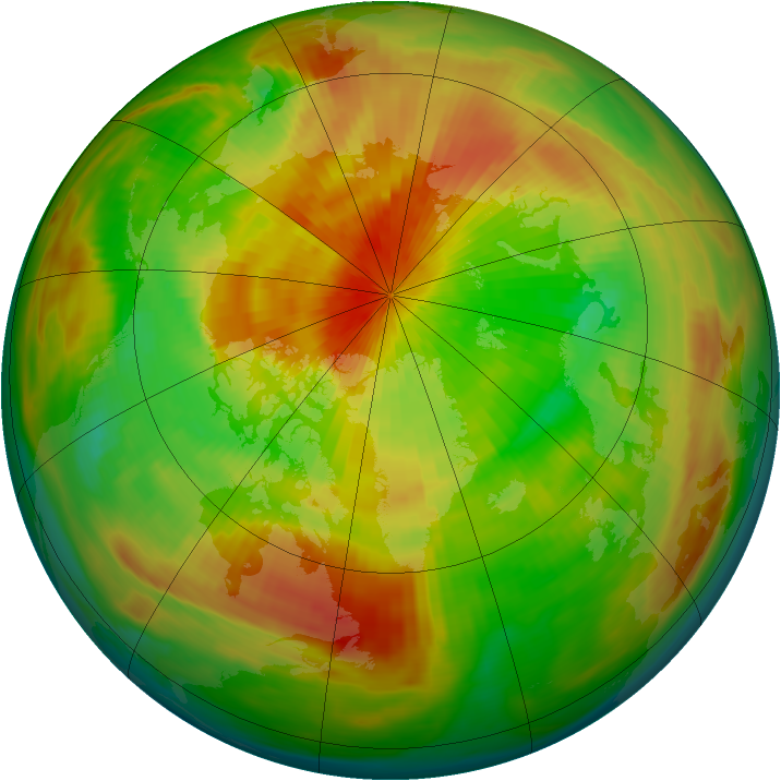 Arctic ozone map for 10 April 1990